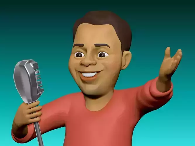 The Singer cartoon man holding guitar