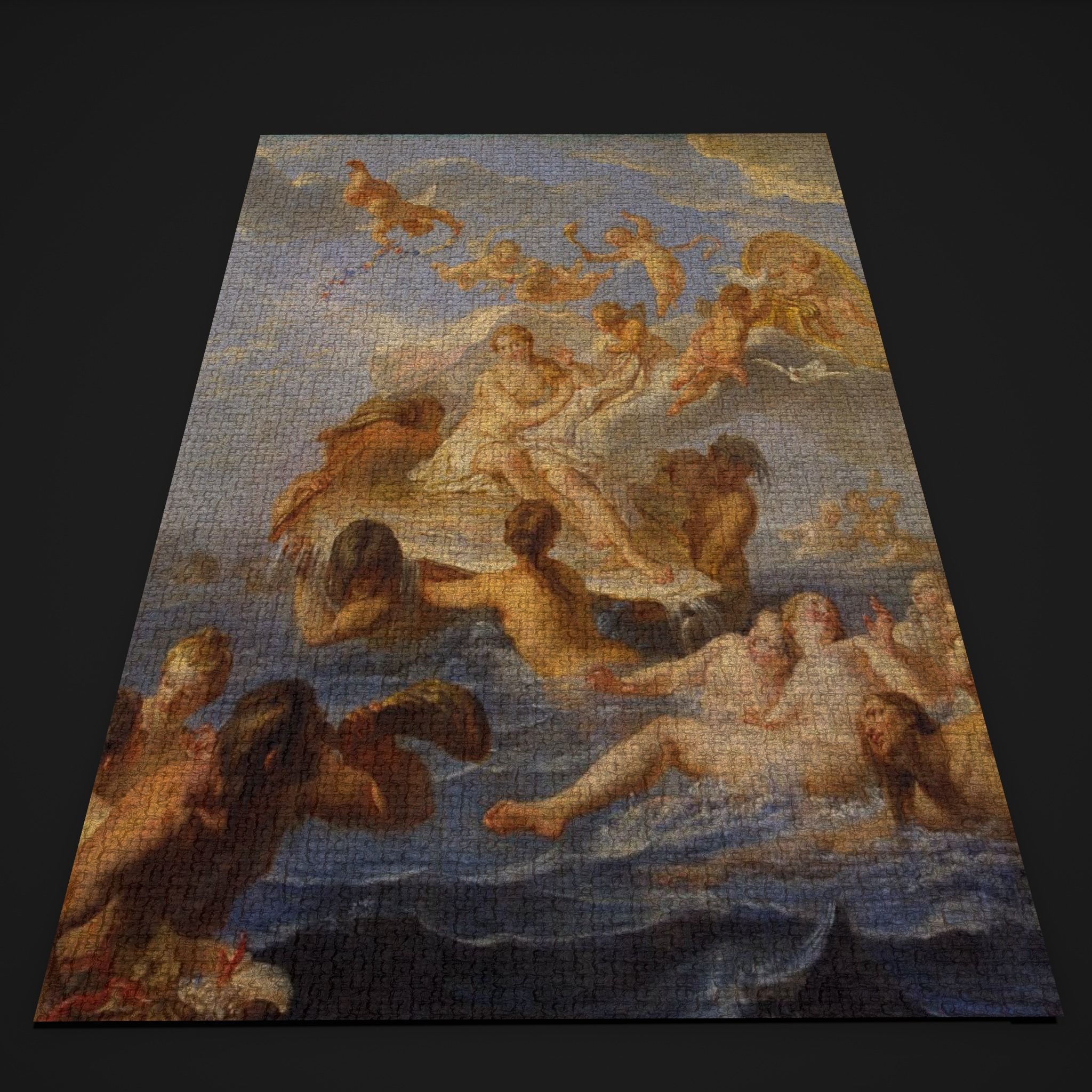 Medieval Classic Ocean Scene Tapestry Low-poly 3D model_6