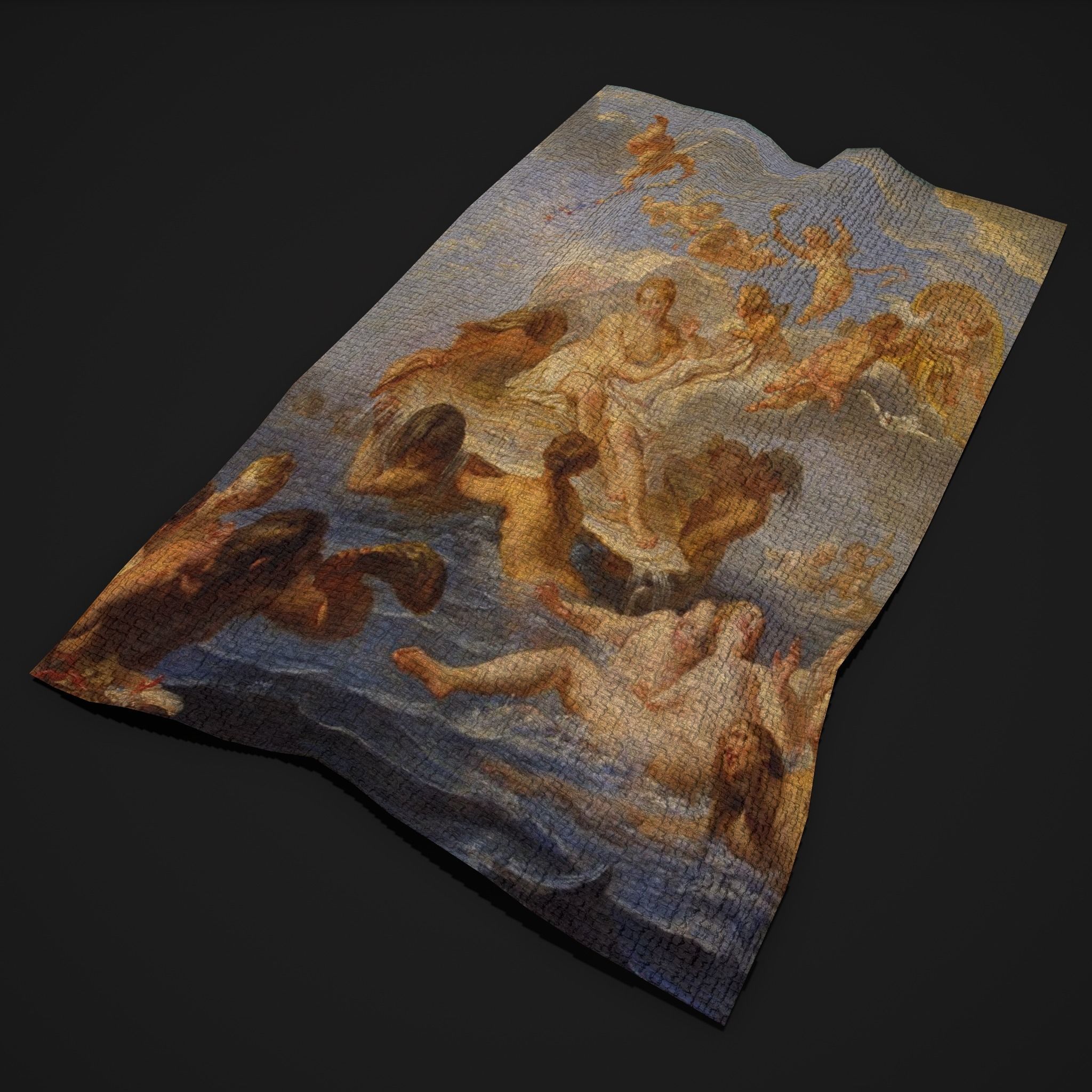 Medieval Classic Ocean Scene Tapestry Low-poly 3D model_7