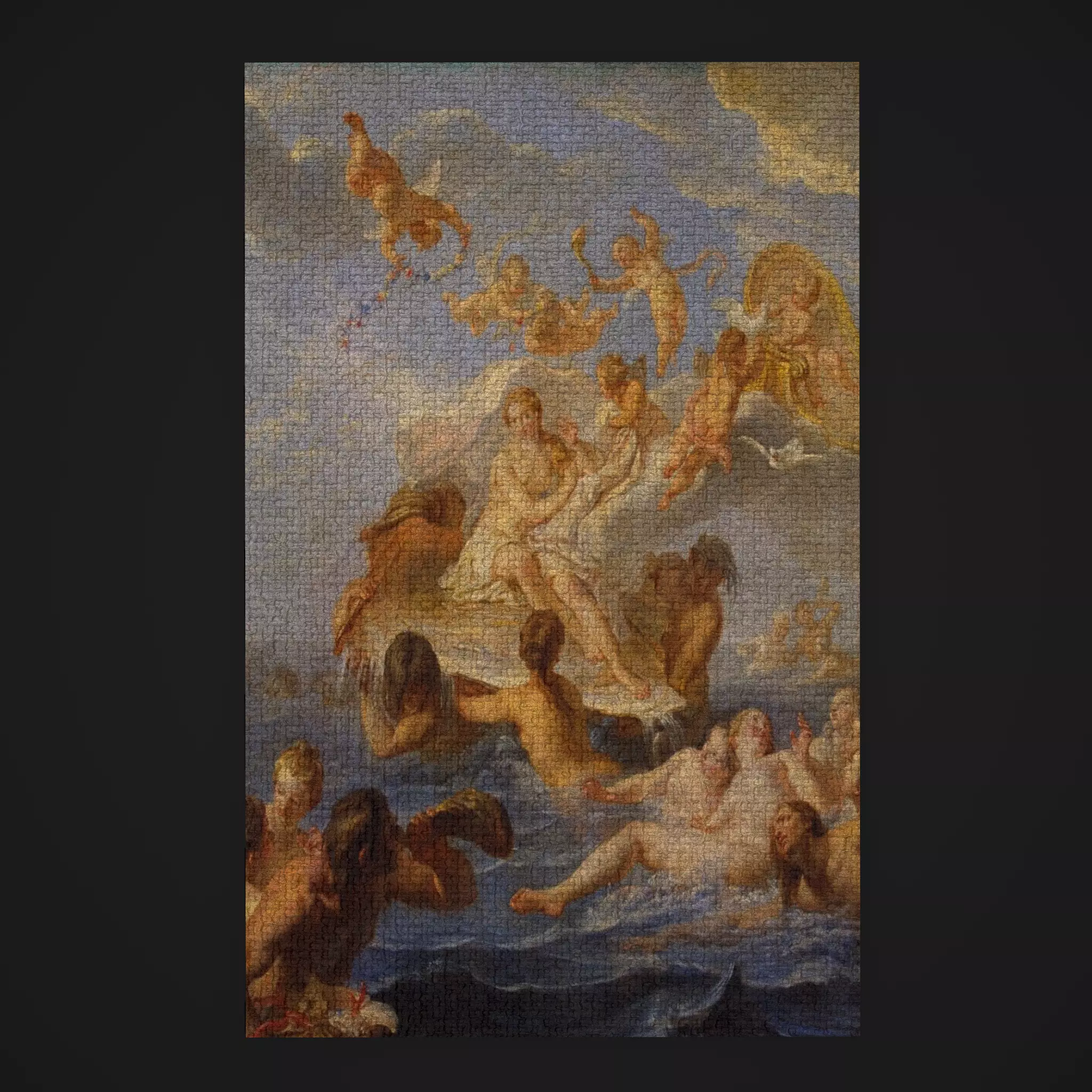 Medieval Classic Ocean Scene Tapestry Low-poly 3D model_0