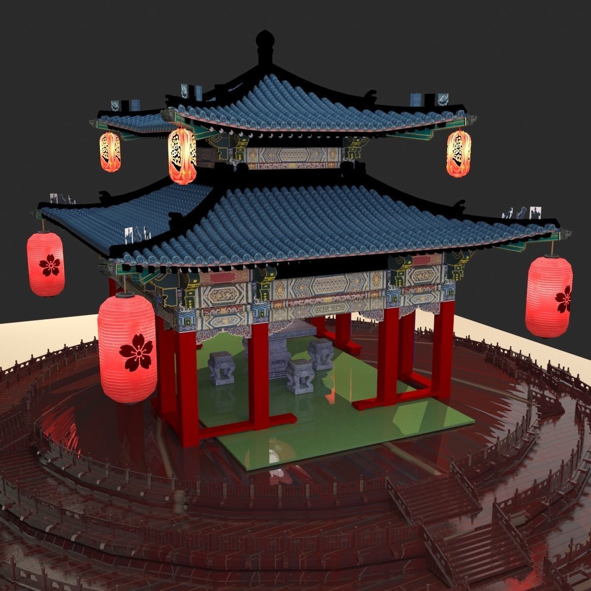 Chinese pavilion 3D model_5