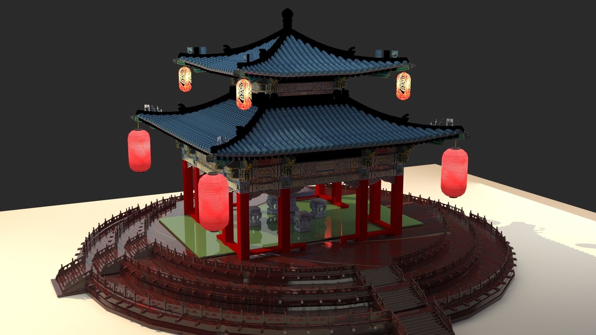 Chinese pavilion 3D model_2