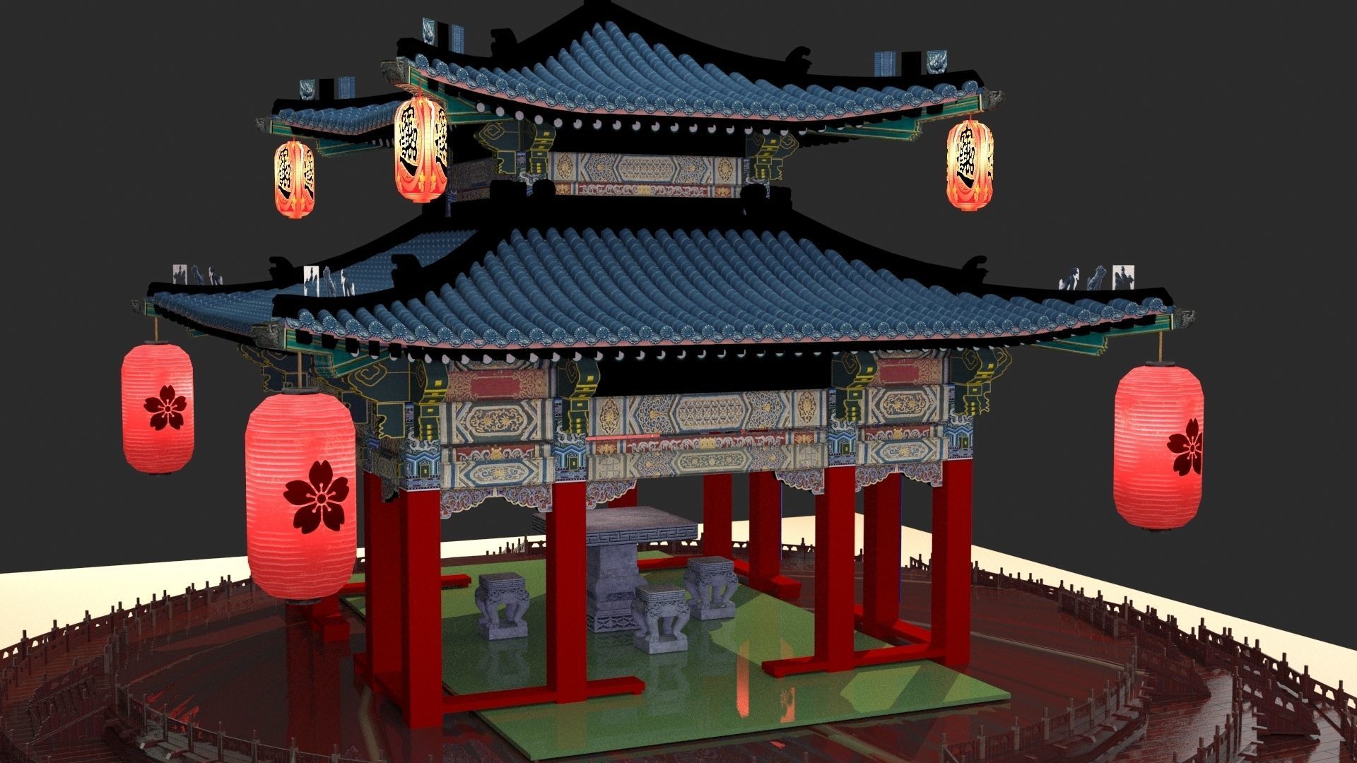 Chinese pavilion 3D model_4