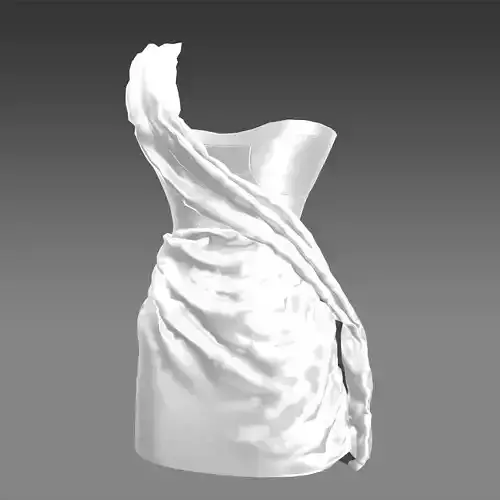 DRESS WHITE SATIN LOOK PLEAT