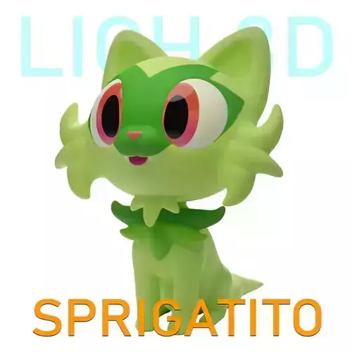 Sprigatito v2 3D print -STL-OBJ-FBX- POKEMON SCARLET VIOLET 3D print model