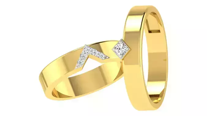 Gold Women Couple Band Ring 3dm stl render detail