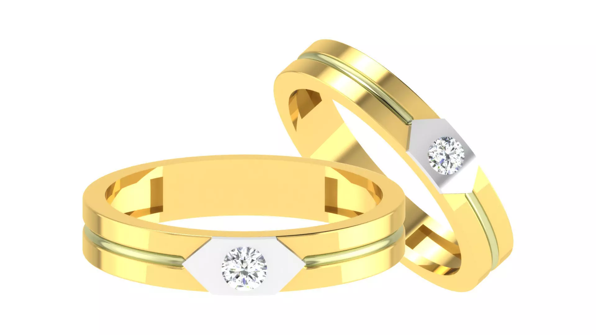 Solitaire Couple Band Ring 3D print model