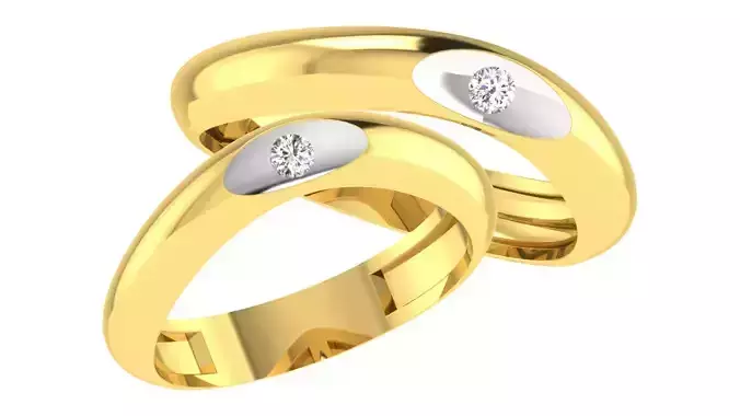 Diamond Couple Band Ring 3dm stl render detail 