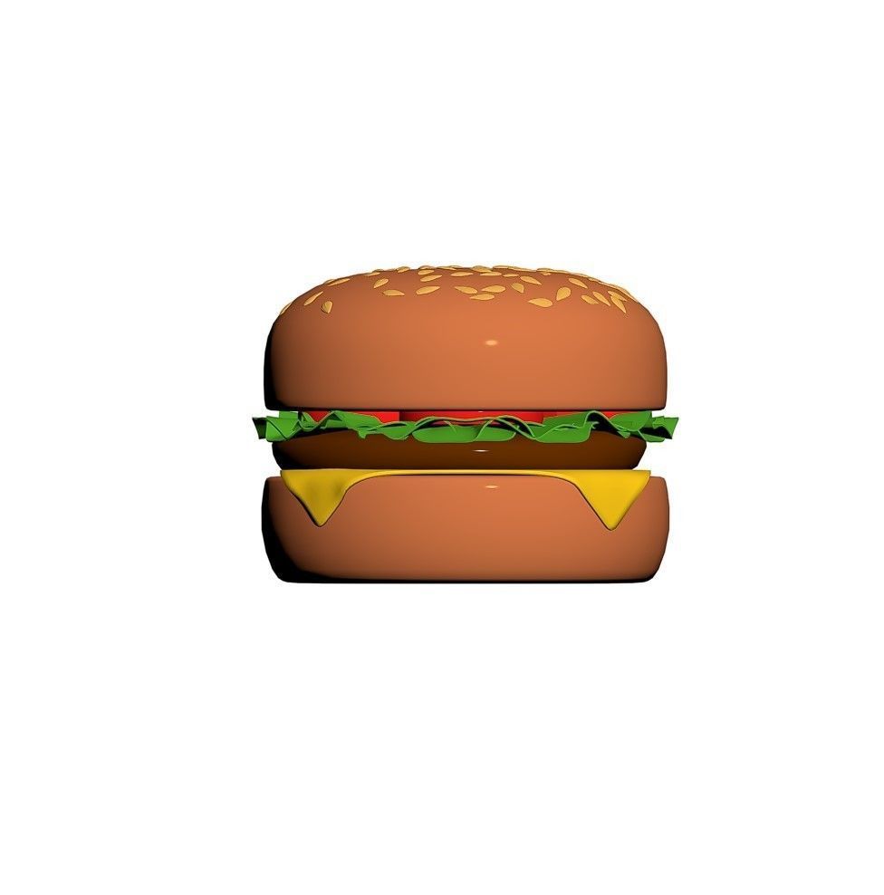 Cartoon Style Hamburger 3D model_1