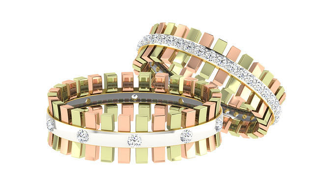 Weddding bands couple promise rings 3D print model