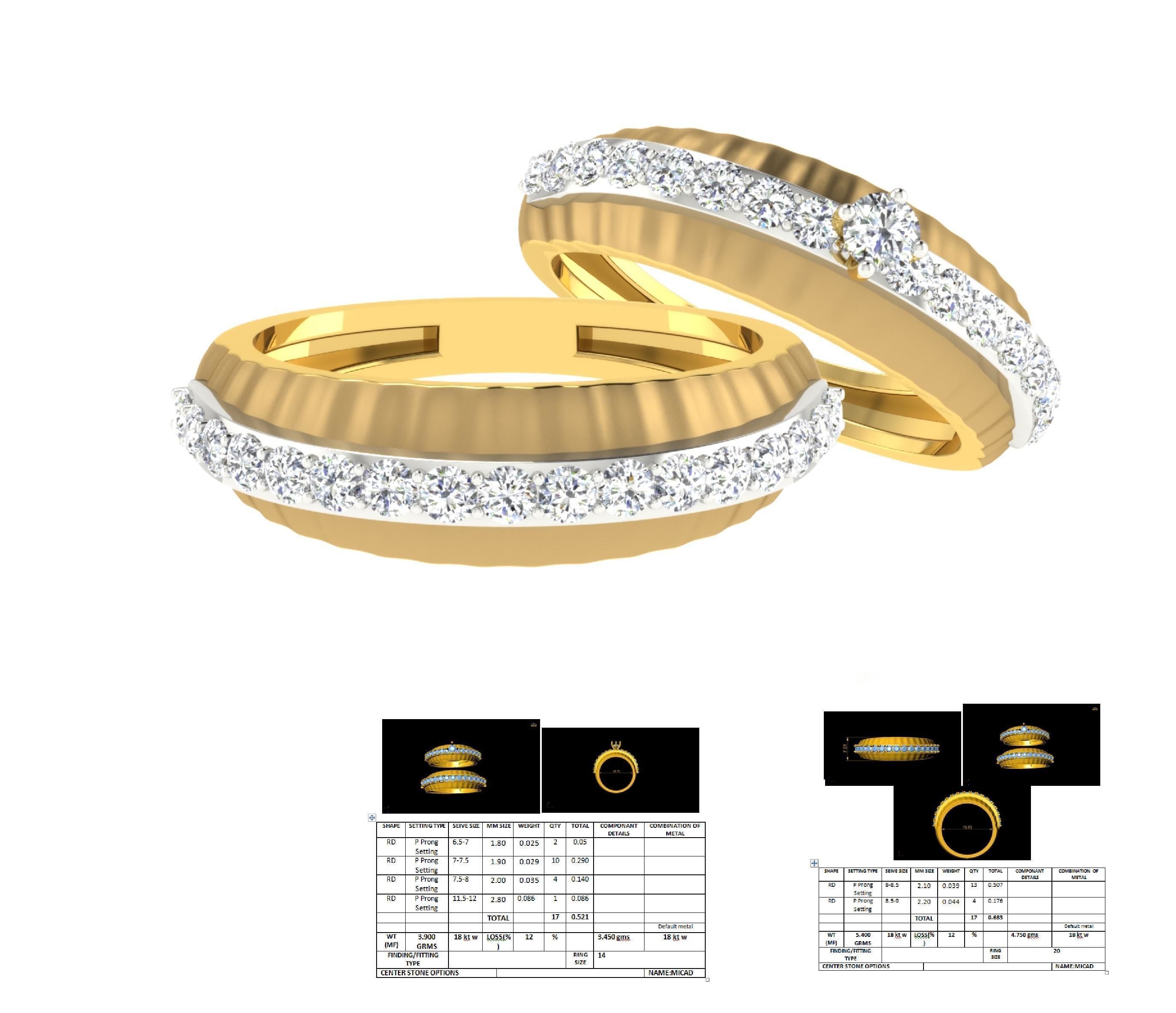 Couple Band Ring 3dm stl render 3D print model_1