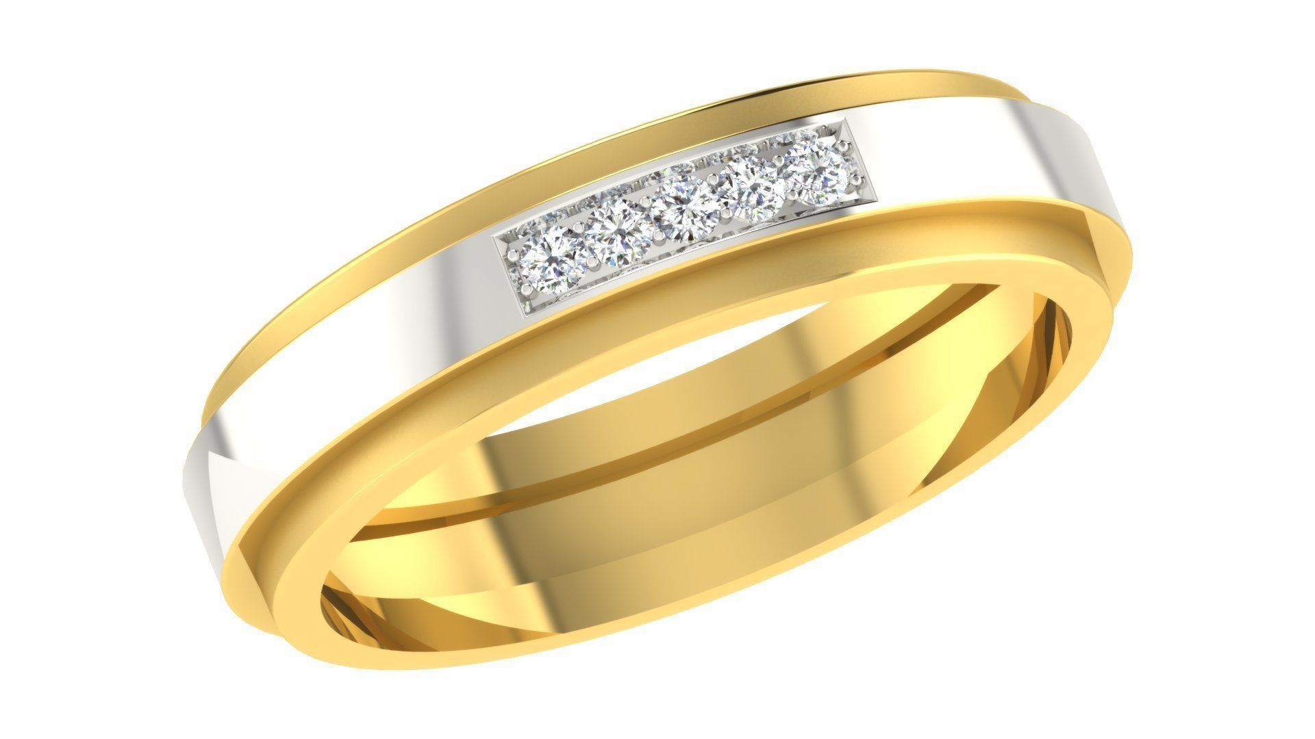 Valentine Solitaire Couple Band Ring  3D print model_2