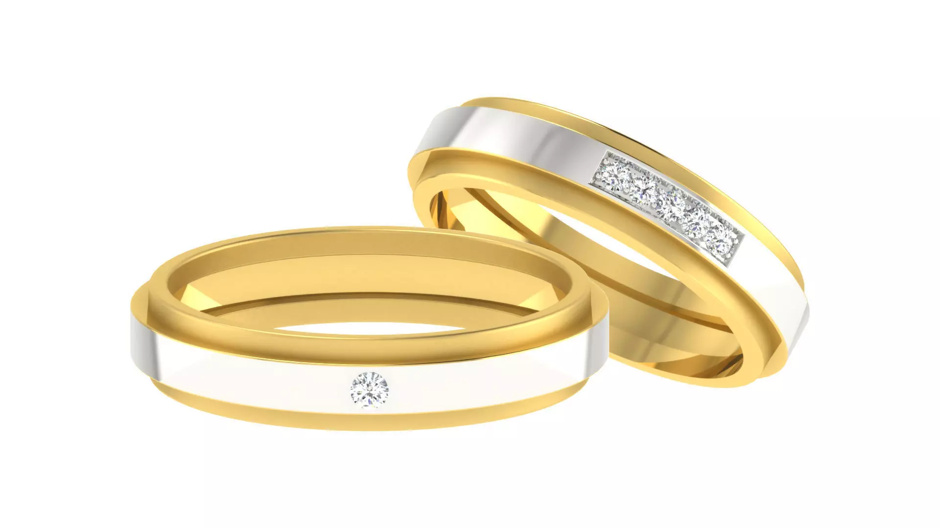 Valentine Solitaire Couple Band Ring  3D print model_0