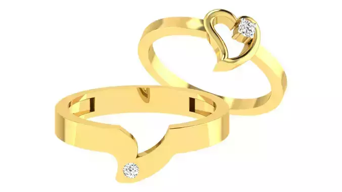 Heart Love Couple Band Ring 3dm stl render detail 