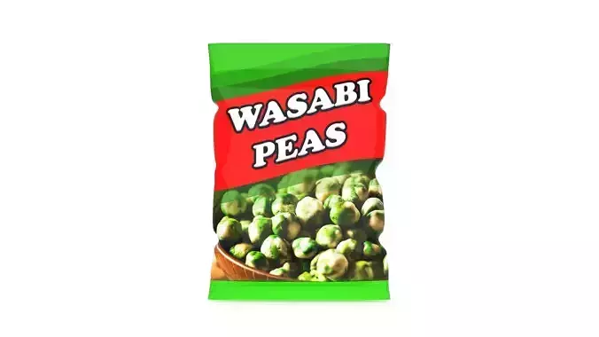 Wasabi Peas Packet Pack Packaging 3D model