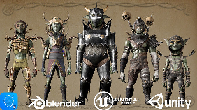 Goblins pack Low-poly 3D model