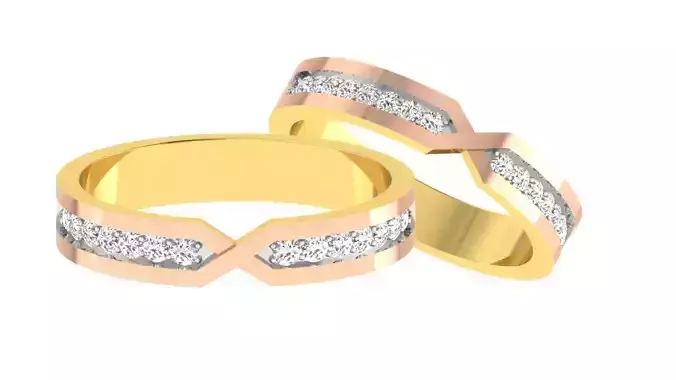 Couple Band Ring 3dm stl render detail  3D print model