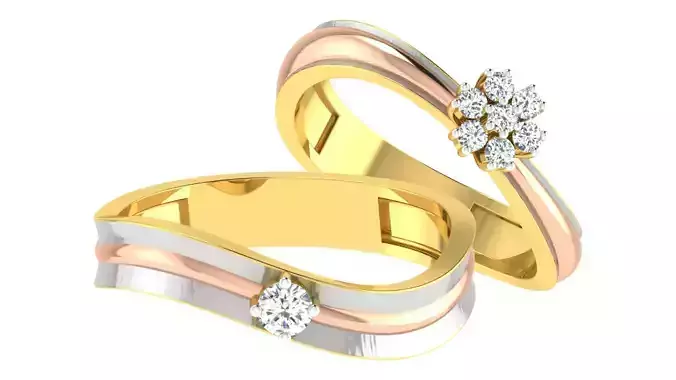 Solitaire Couple Band Ring