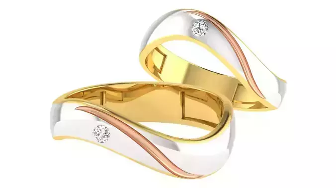 Couple Band Ring 3dm stl render detail 3D print model