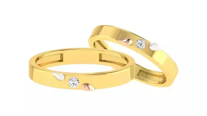 Diamond Couple Band Ring 3dm stl render detail
