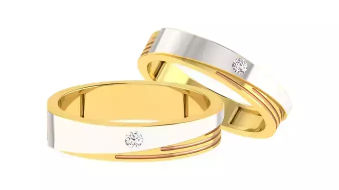  Valentine Solitaire Couple Band Ring 3dm stl render  3D print model