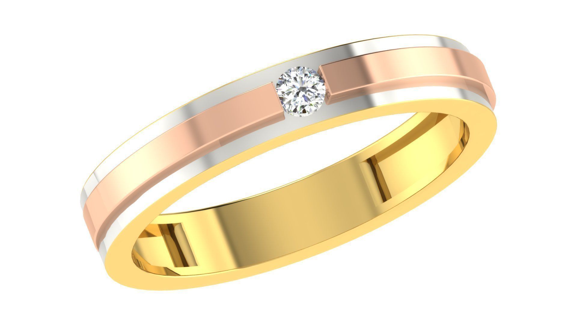 Diamond Couple Band Ring 3dm stl render detail  3D print model_1