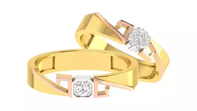 Diamond Thin Couple Band Ring 