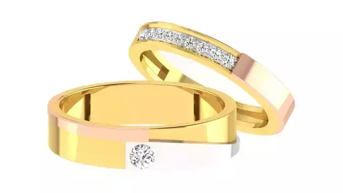 Couple Band Ring 3dm stl render detail