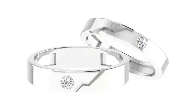 Solitaire Couple Band Ring 