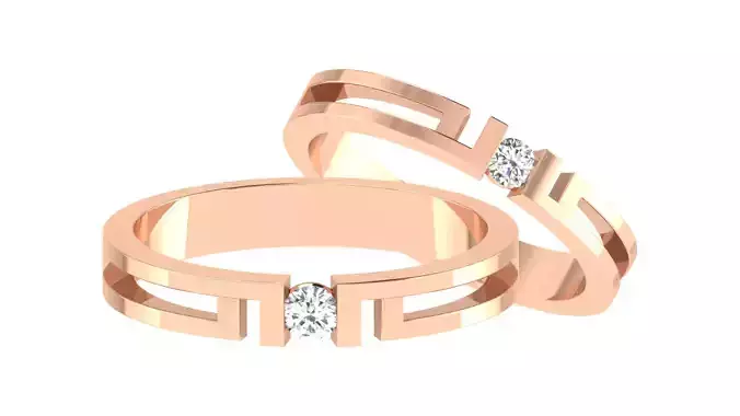 Couple Band Ring 3dm stl render detail 3D print model