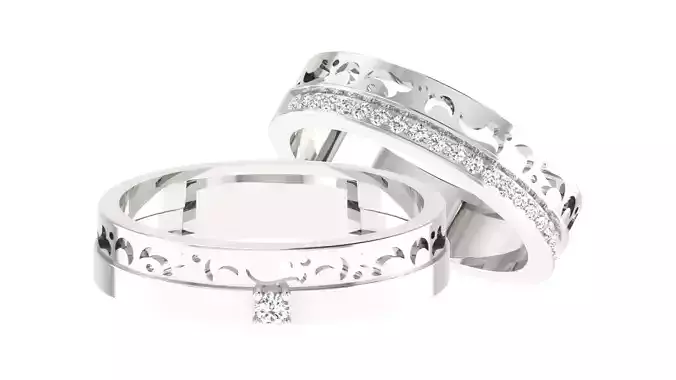 Diamond Couple Band Ring 