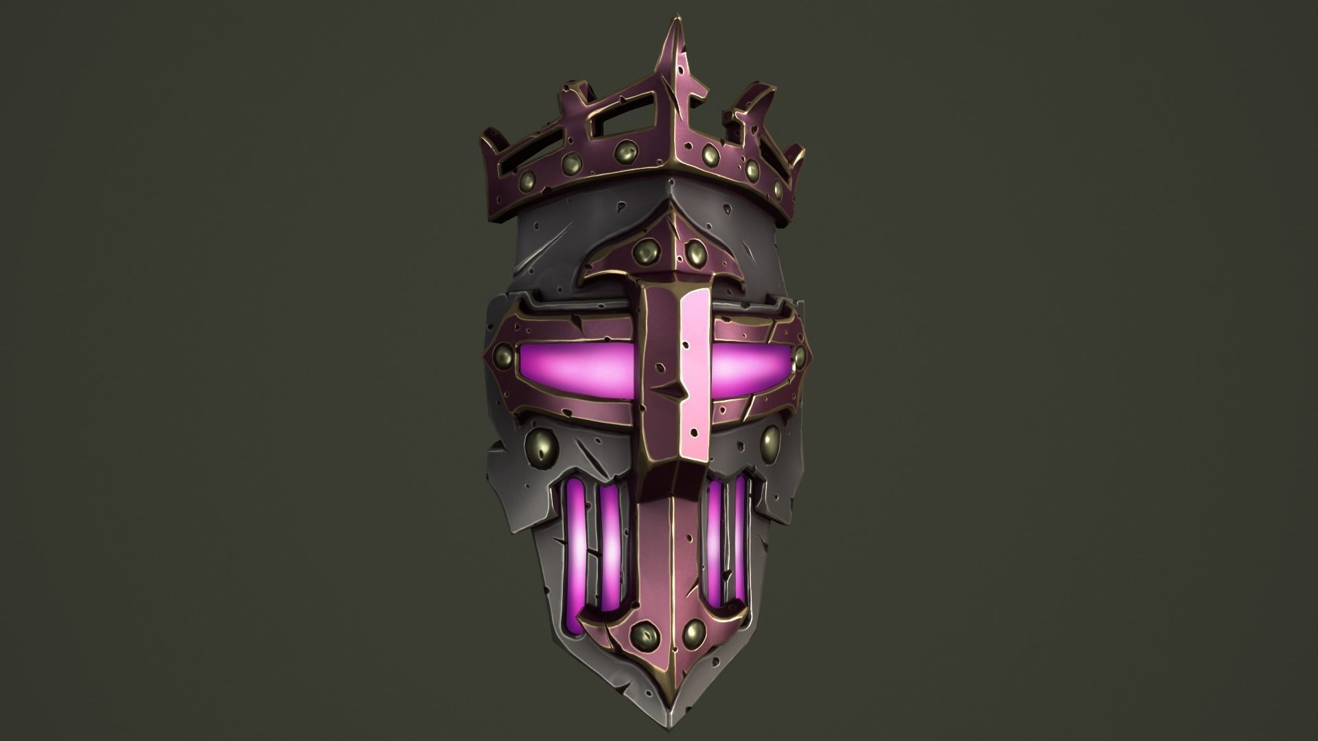 Knight mask Low-poly 3D model_4