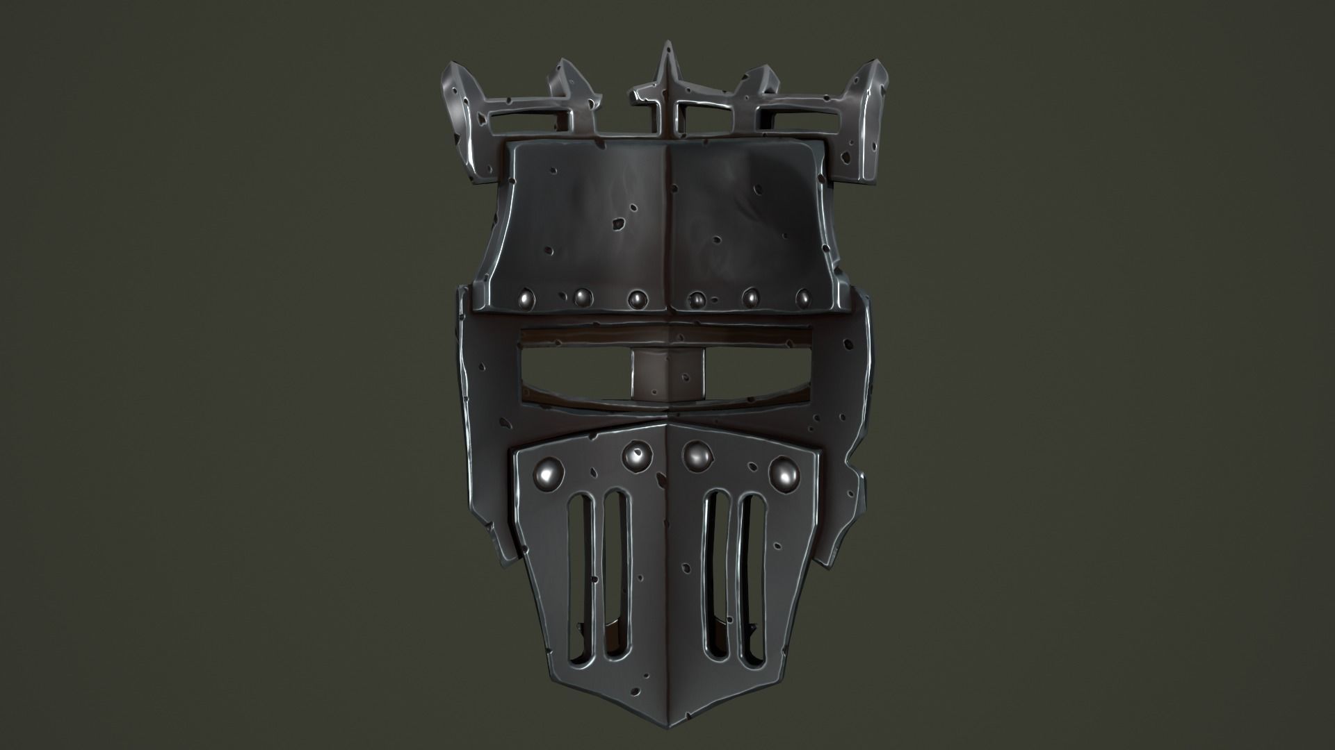 Knight mask Low-poly 3D model_21