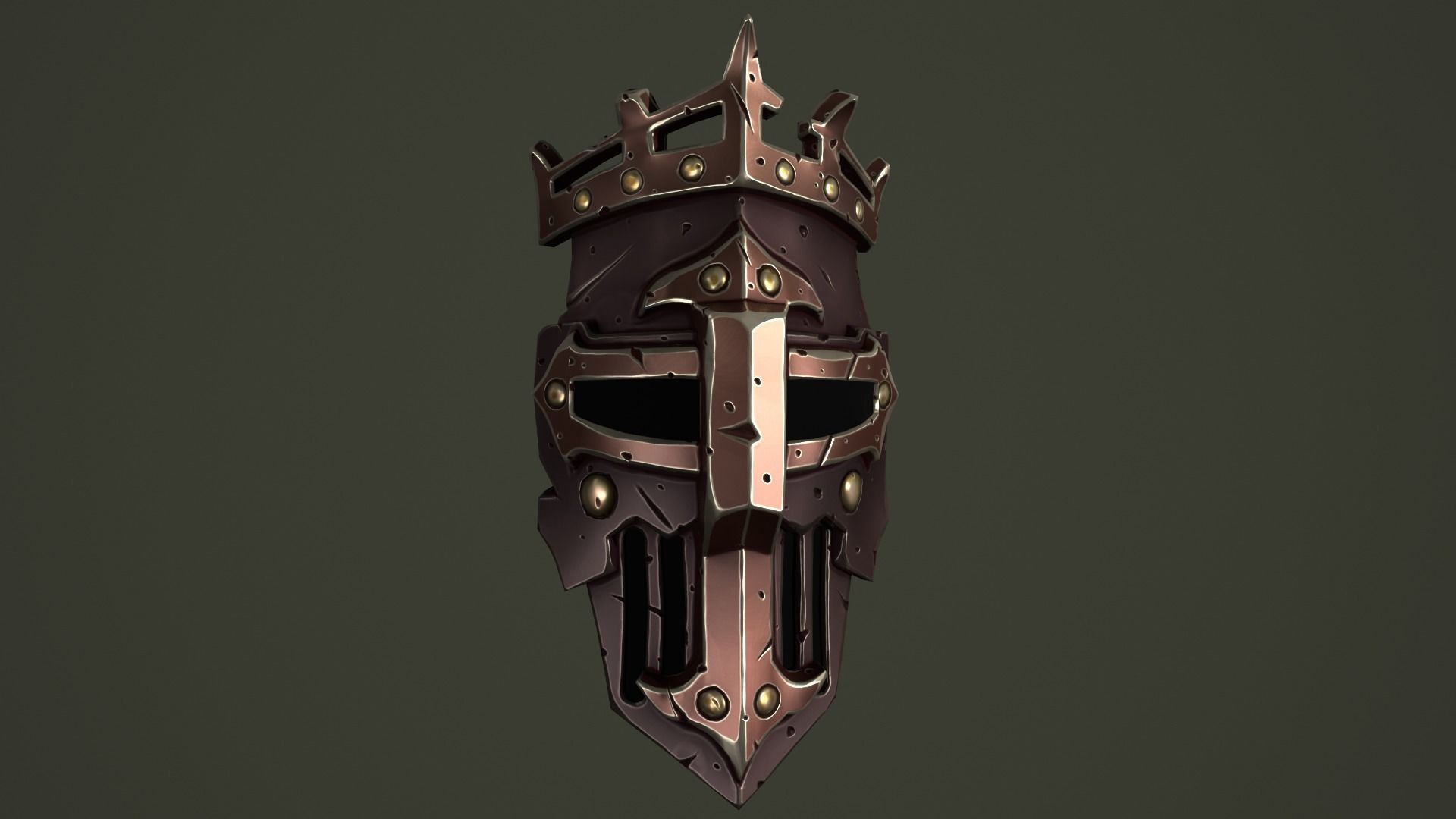 Knight mask Low-poly 3D model_11