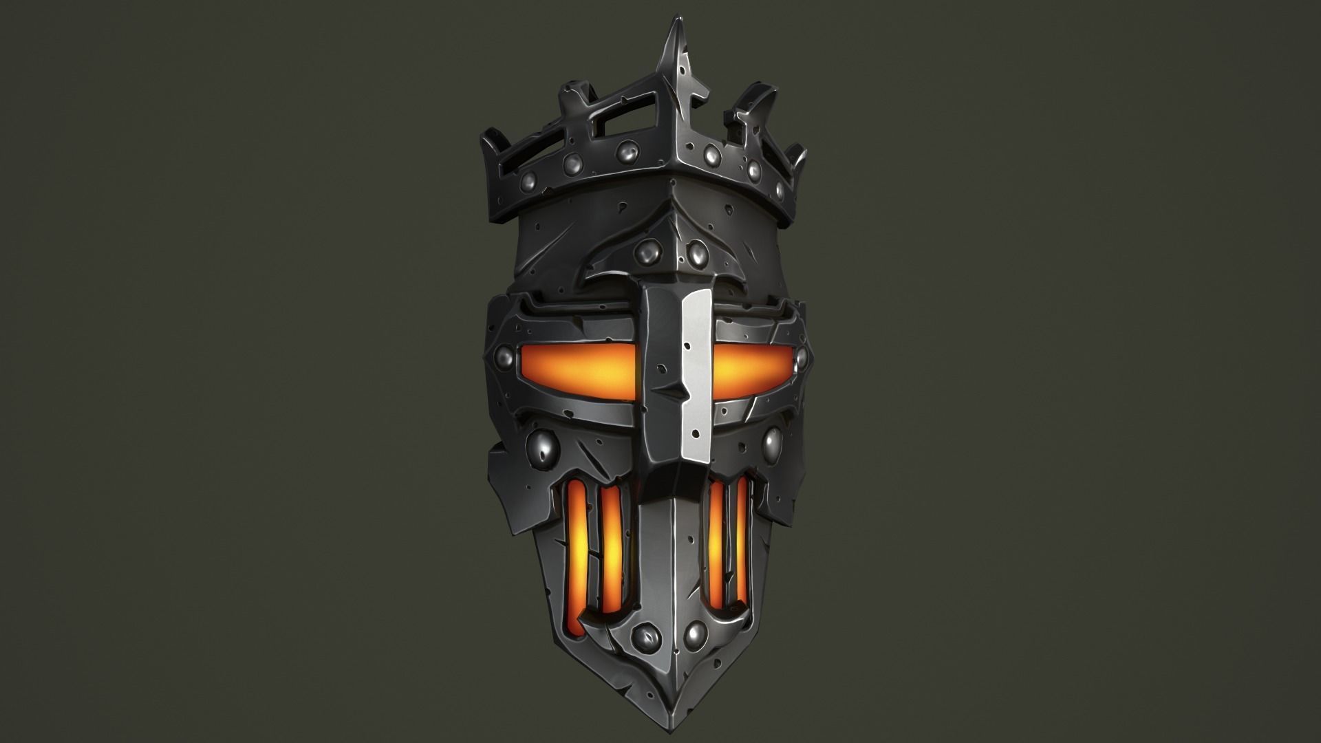 Knight mask Low-poly 3D model_16