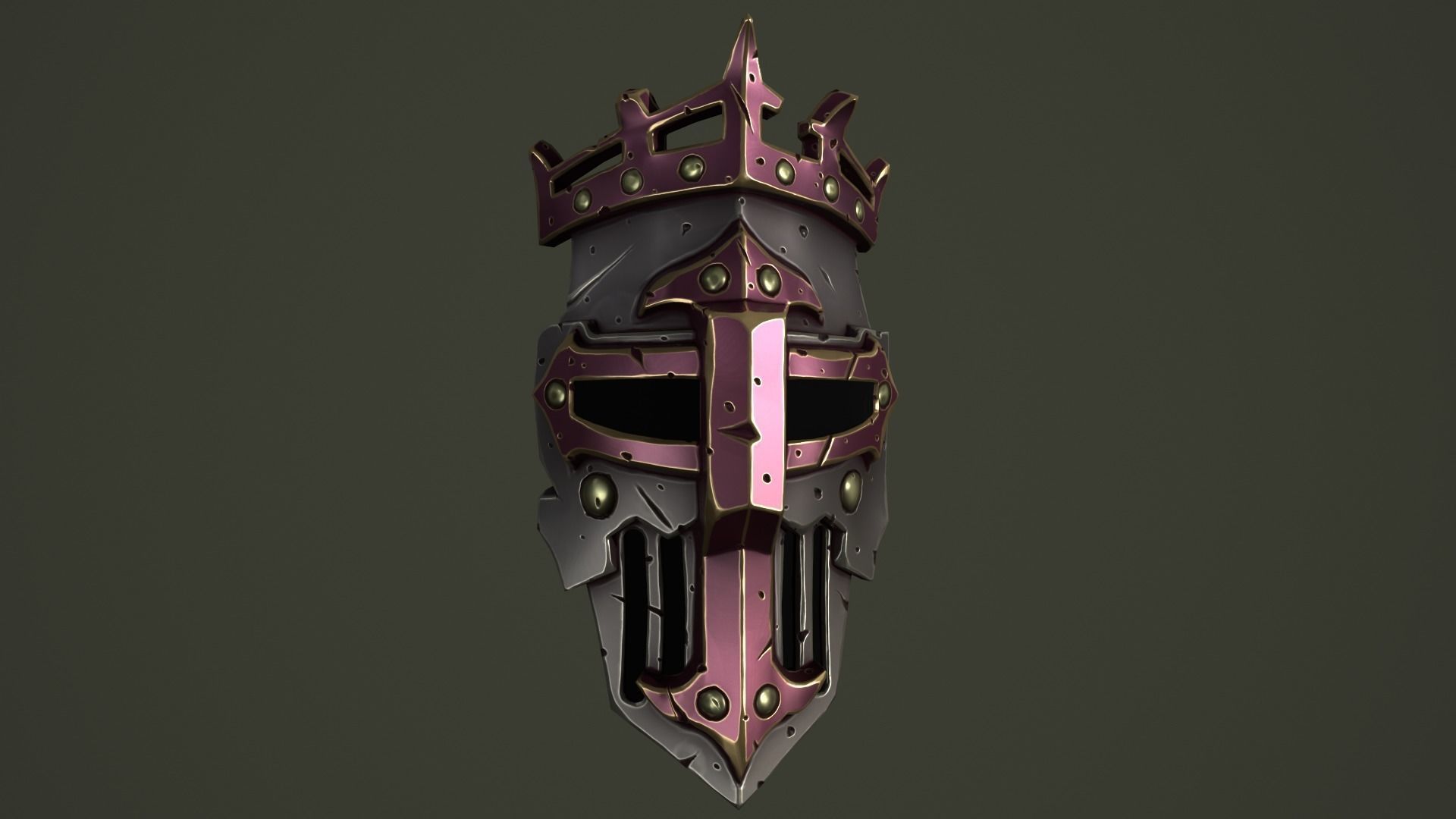 Knight mask Low-poly 3D model_3