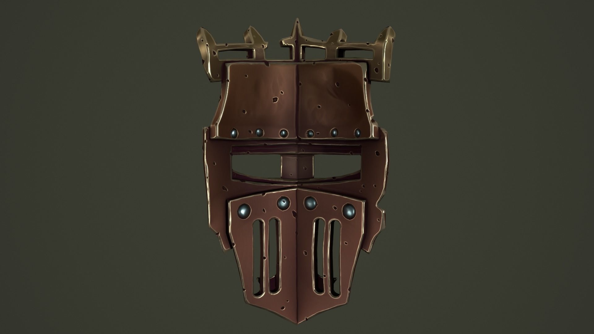 Knight mask Low-poly 3D model_19