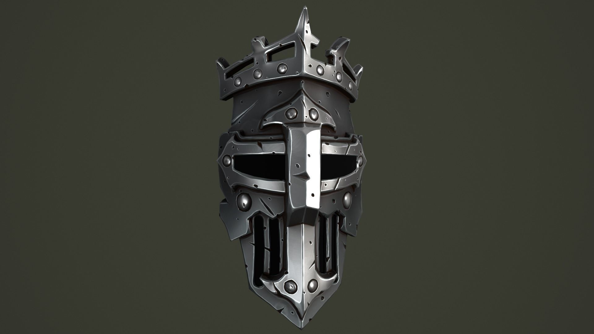 Knight mask Low-poly 3D model_5