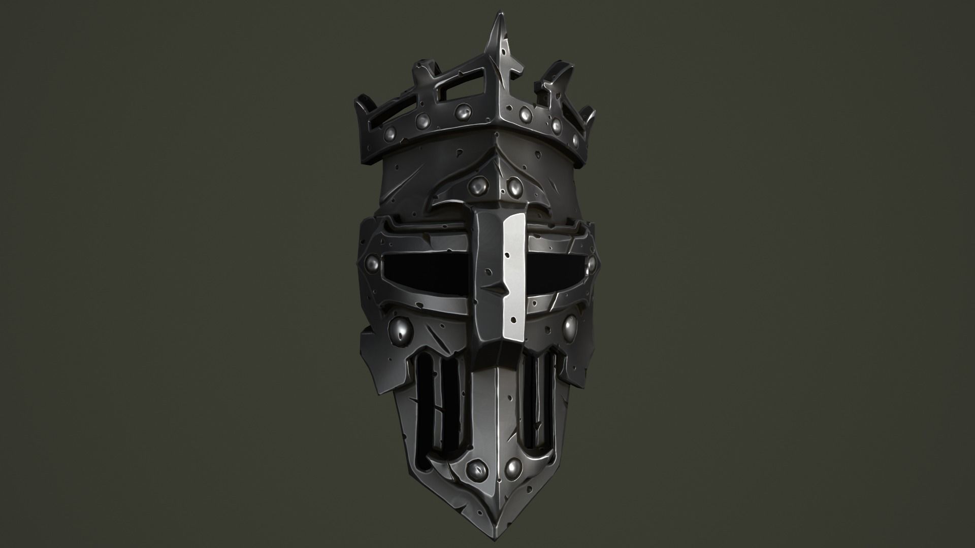 Knight mask Low-poly 3D model_15