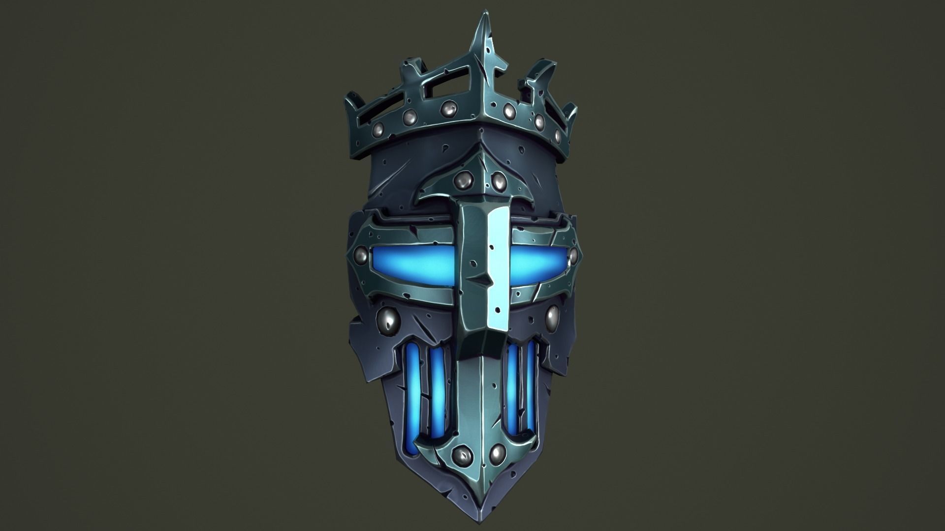 Knight mask Low-poly 3D model_10