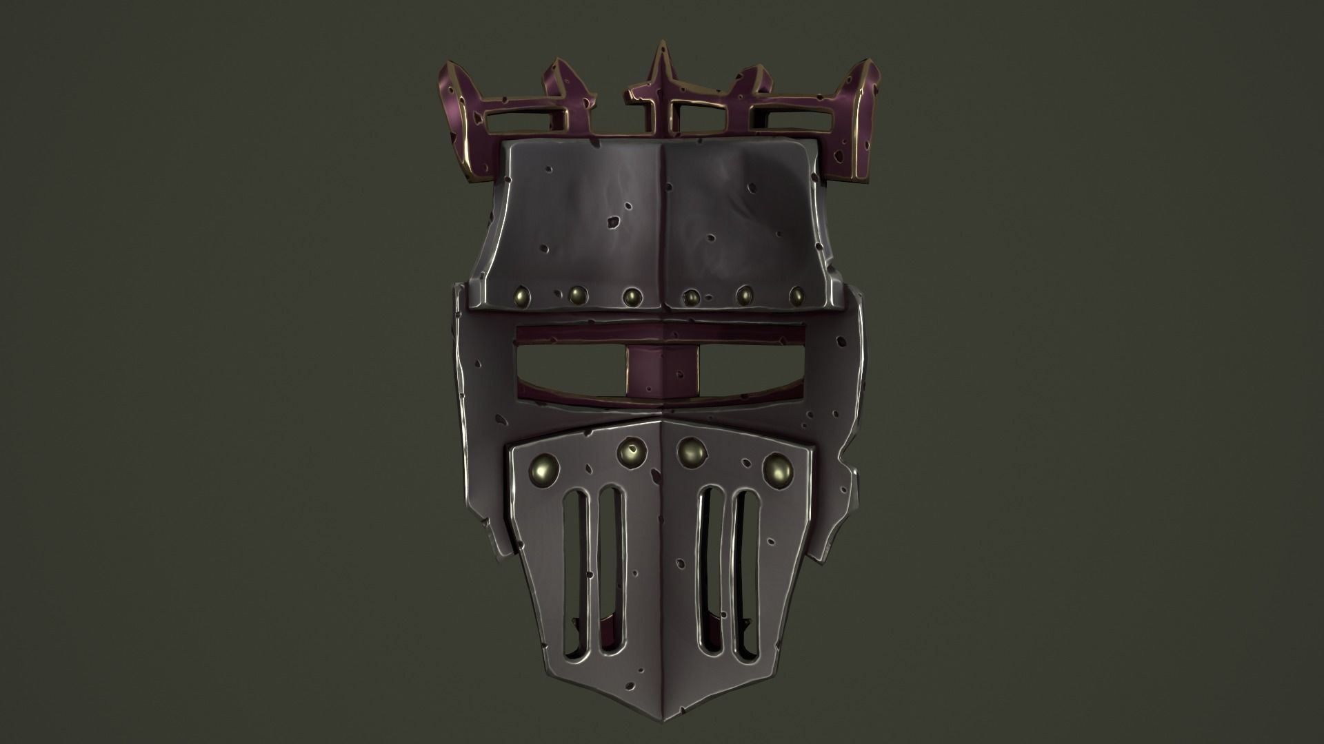 Knight mask Low-poly 3D model_20