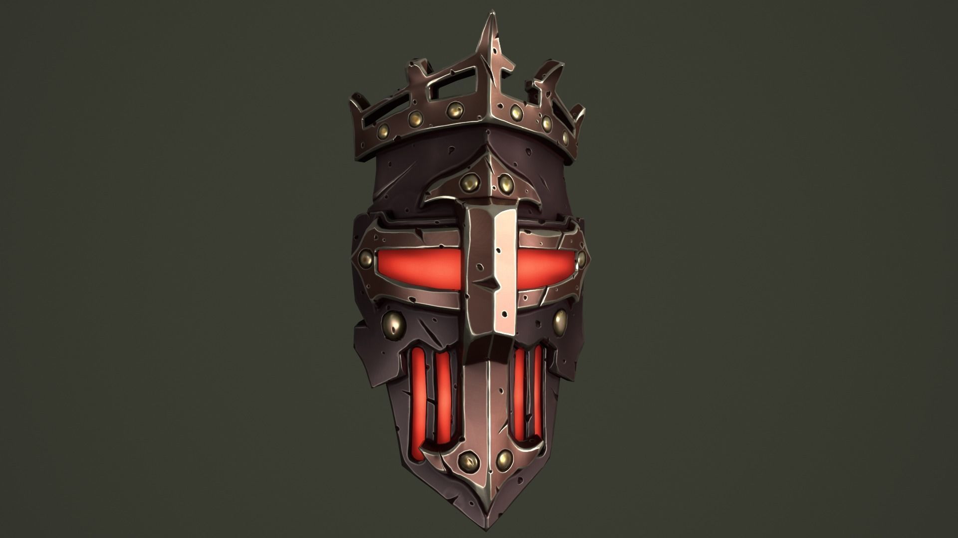 Knight mask Low-poly 3D model_12