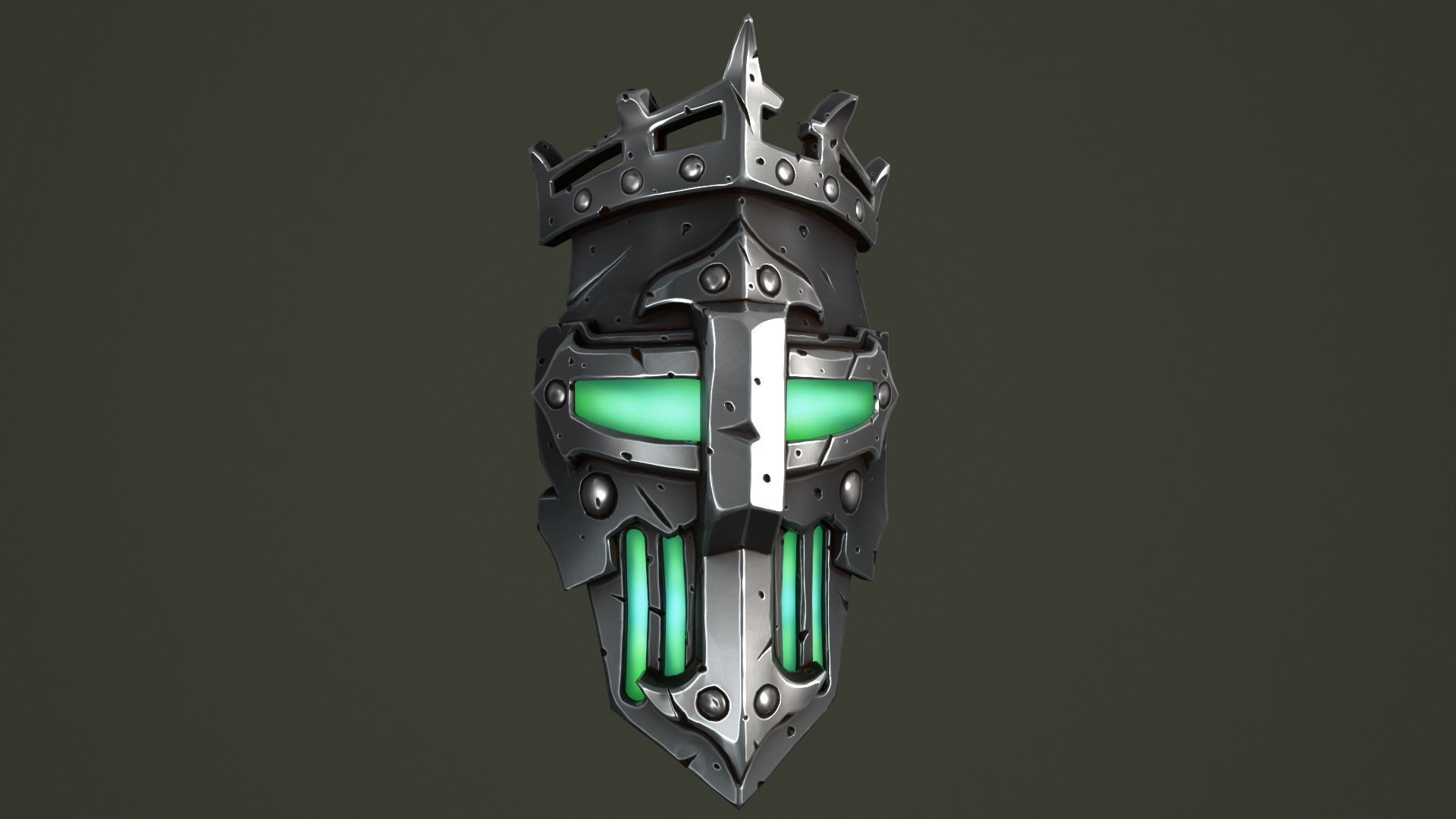 Knight mask Low-poly 3D model_6
