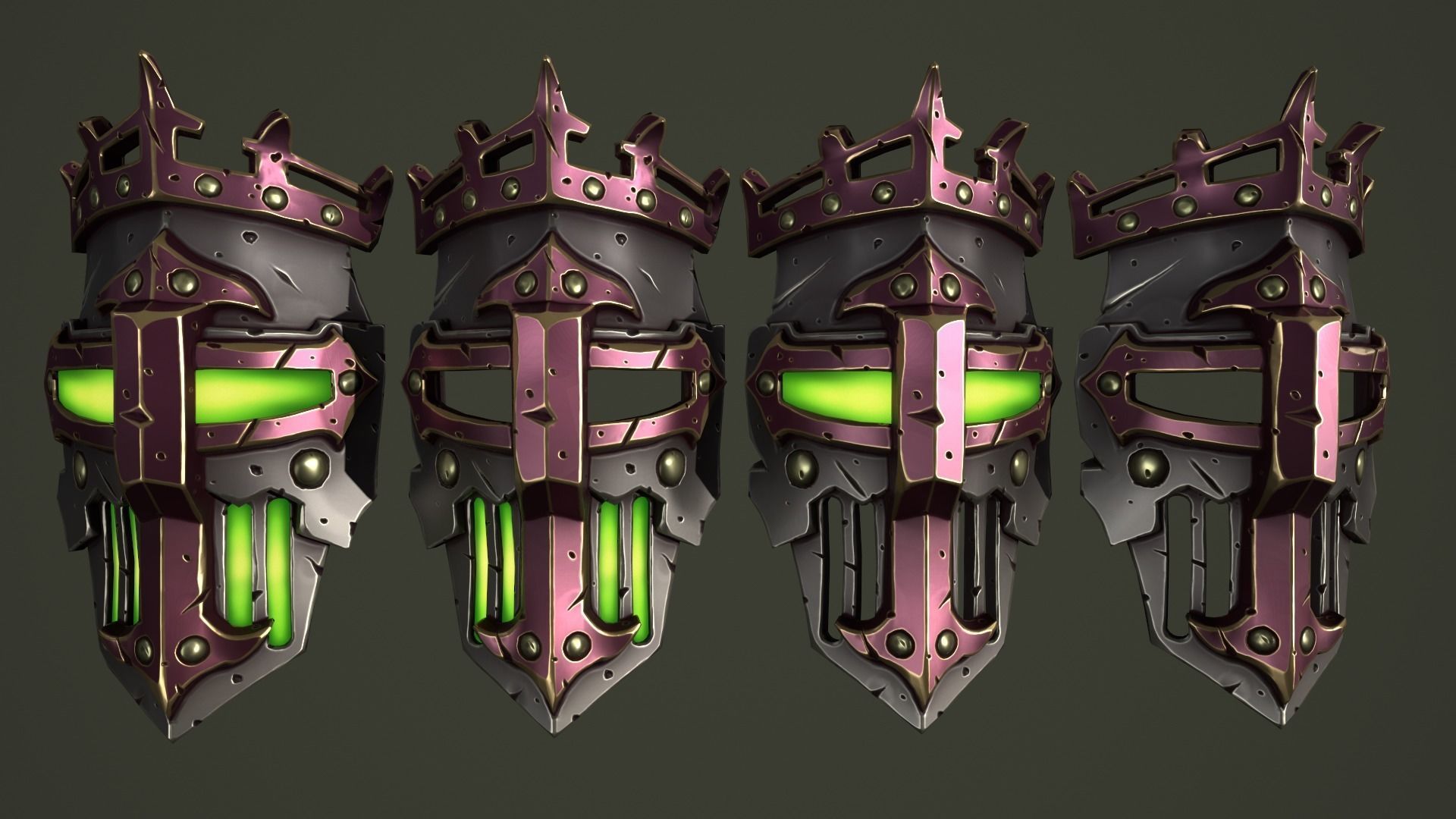 Knight mask Low-poly 3D model_22