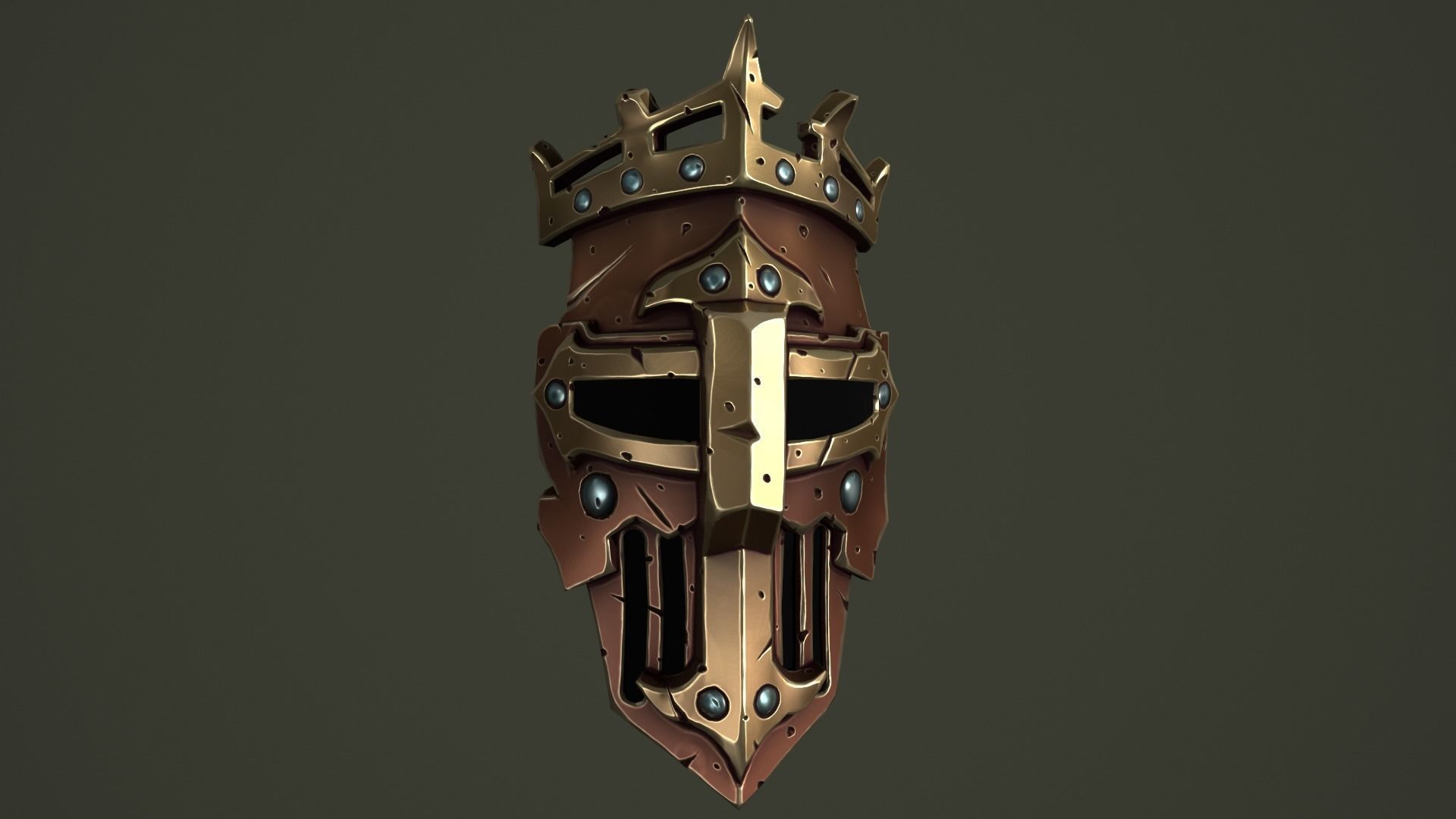 Knight mask Low-poly 3D model_2