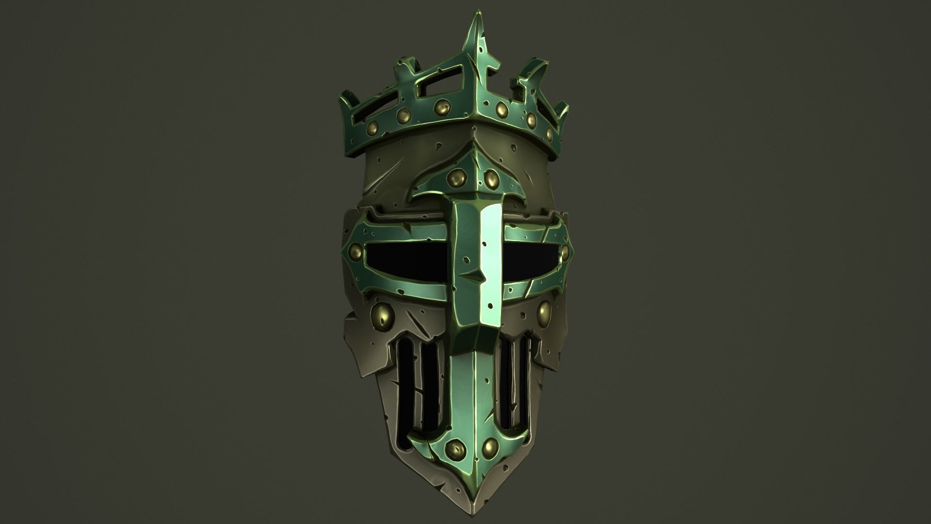 Knight mask Low-poly 3D model_7