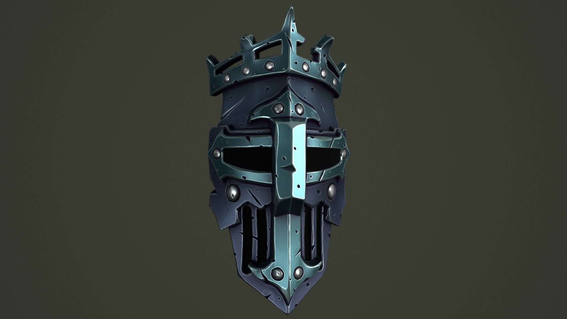 Knight mask Low-poly 3D model_9