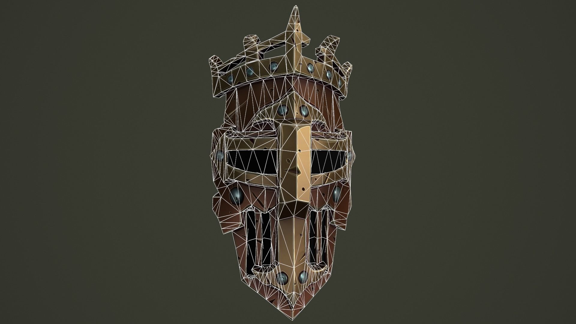 Knight mask Low-poly 3D model_1