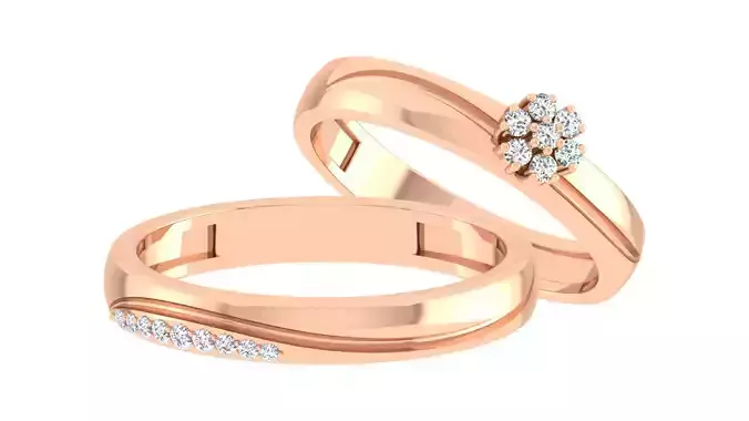 Couple Band Ring 3dm stl render detail 3D print model