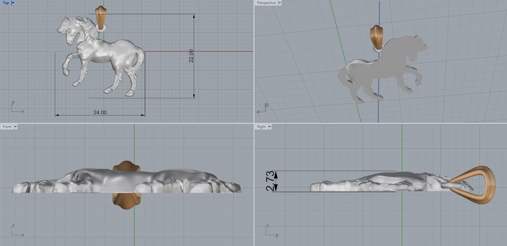 horse pendant 3D print model_2